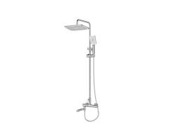 Душевая система BelBagno Acqua, высота 161,2 см, цвет хром, комплект: однорычажный смеситель/излив/тропический душ (с верхней лейкой)/стойка/лейка/шланг, наружного монтажа