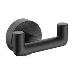 Крючок двойной Raglo R320.052.09 настенный, нержавеющая сталь, форма округлая, для полотенец/халатов, в ванную/туалет/душевую кабину, цвет графит