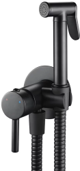 Гигиенический душ REA LOOP, со смесителем/лейкой, для унитаза/биде, однорычажный, скрытого монтажа/встраиваемый, настенный, керамический, латунь, цвет черный матовый