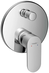 Смеситель для ванны Hansgrohe Rebris S скрытого монтажа, настенный/встраиваемый, однорычажный, латунный, без излива, керамический, круглый, цвет хром, без душевого шланга/лейки, с защитной комбинацией EN1717