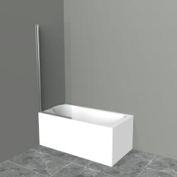 Душевая шторка на ванну BelBagno Uno, 80х150 см, прозрачное стекло/профиль хром, распашная, плоская/панель, правая/левая, правосторонняя/левосторонняя, универсальная