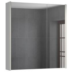 Зеркальный шкаф Comforty Женева 75, 75х80х16 см, подвесной, цвет дуб белый, зеркало, с 2 распашными дверцами/полки, механизм плавного закрывания, прямоугольный