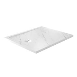 Душевой поддон WasserKRAFT Rhin, 120х100х4 см, прямоугольный, искусственный камень, низкий, цвет: белый мрамор, с бортиком, с антискользящим покрытием