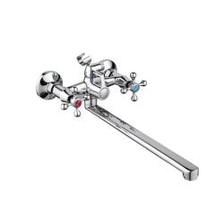 Смеситель для ванны/душа Potato P65, настенный, двухвентильный, поворотный, керамический, длина излива 473 мм, цинк, цвет хром