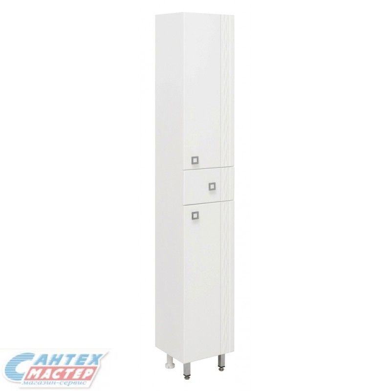 Пенал Onika Лига, 190х30х27,4 см, напольный/на ножках, (правый/левый/универсальный), с дверцами/двустворчатый, встроенные полки, 1 выдвижной ящик, цвет белый, в ванную комнату