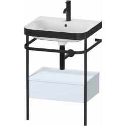 Консоль с раковиной Duravit Happy D.2 Plus c-bonded, 57,5х49х85 см, напольная, металл/ДСП 1 выдвижной ящик, цвет: светло-голубой шелковисто-матовый /умывальник, прямоугольный, цвет белый, керамика, 1 отверстие под смеситель