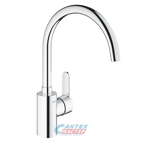 Смеситель для кухни/мойки Grohe Eurostyle Cosmopolitan однорычажный, керамический, с поворотным изливом, длина 223 мм, латунь, цвет хром, кухонный, хромированный, вертикальный, однорукий, одноручный, однозахватный, одноручковые, кран, комплект