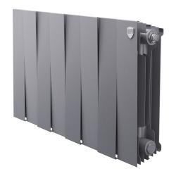 Радиатор отопления Royal Thermo PianoForte 300 Silver Satin (8 секций) биметаллический, боковое подключение, для квартиры, дома, водяные, мощность 928 Вт, настенный, серебристый