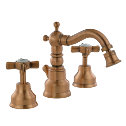 Смеситель для биде Migliore Princeton, двухвентильный, на 3 отверстия, поворотный, длина 130 мм, керамический, латунь, цвет медь