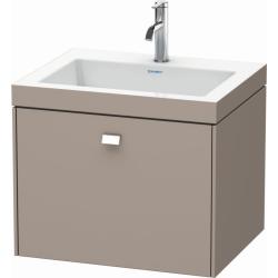 Тумба c раковиной Duravit Brioso, 60х48х50,2 см, подвесная, 1 выдвижной ящик, ДСП, цвет: базальт/хром /Vero Air, мебельная, прямоугольная, цвет белый, фарфоровая, с площадкой под смеситель, без перелива