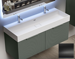 Тумба под раковину Cezares Premium Plisse 120, 120х44х43 см, подвесная, 2 выдвижных ящика/2 внутренних ящика, МДФ, цвет: черный матовый, шкафчик навесной, механизм доводчика, прямоугольная