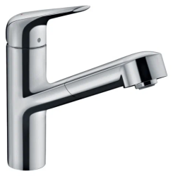 Смеситель для кухни/мойки Hansgrohe Focus M42, 150 1jet, однорычажный, керамический, с поворотным/вытяжным изливом, длина 20,6 см, латунь, цвет хром