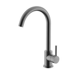 Смеситель для кухни/мойки Splenka S201.40.09 однорычажный, поворотный, длина излива 179,6 мм, высота излива 244 мм цвет графит, нержавеющая сталь