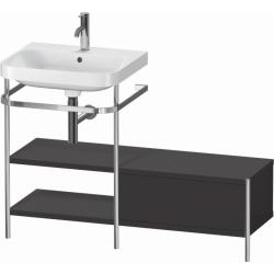 Консоль с раковиной Duravit Happy D.2 Plus c-bonded, 120х49х85 см, напольная, металл/ДСП 1 выдвижной ящик, 2 полки, правая, цвет: графит суперматовый /умывальник, цвет белый, керамика, без отверстия под смеситель