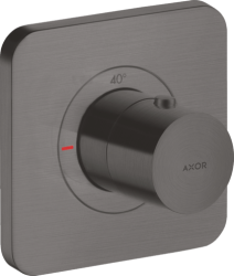 Смеситель для душа Axor Citterio E 120/120, термостатический, скрытого монтажа, настенный, без излива/шланга/лейки, квадратный, латунный, цвет шлифованный черный хром, с термостатом, встроенный/встраиваемый/термостатный