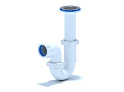 Сифон ANI (Ани пласт) 1 1/2"*40 трубный, прямоточный, с литым выпуском и нержавеющей решеткой D0500