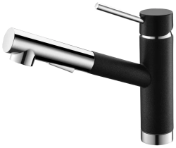 Смеситель для кухни/мойки EMAR, однорычажный, керамический картридж, с поворотным выдвижным изливом, длина излива 202 мм, латунь, цвет оникс