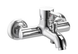 Смеситель для ванны/душа Azario TASCO однорычажный, керамический картридж, настенный, излив короткий, неповоротный, длина излива 165 мм, латунь, цвет хром