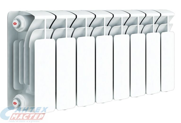 Радиатор отопления RIFAR BASE 200 (8 секций) биметаллический, боковое подключение, для квартиры, водяные, мощность 800 Вт, настенный, батарея (Рифар)