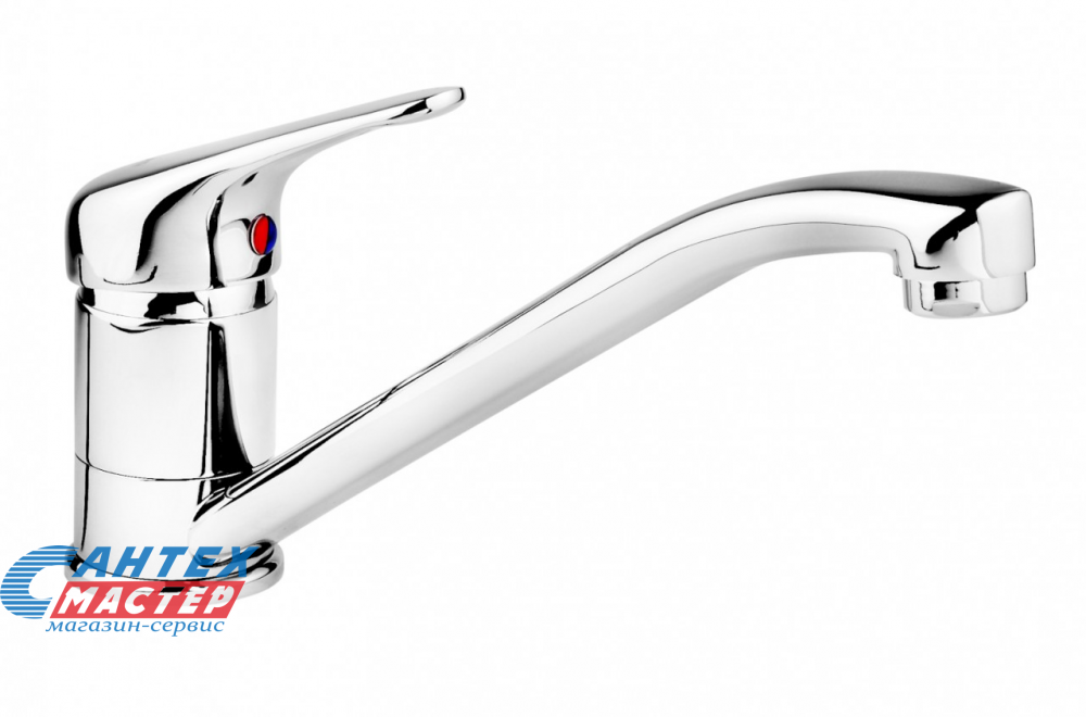 Смеситель для кухни/мойки Ukinox однорычажный, керамический, с поворотным изливом, длина 240 мм, латунь, цвет хром, кухонный, хромированный, вертикальный, кран, комплект, сантехника, водопроводные, размер, характеристики, высота, расстояние