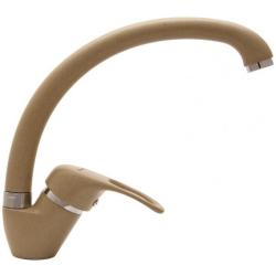 Смеситель для кухни Florentina Омега, однорычажный, поворотный, керамический, с высоким С-образным изливом, высота излива 24,2 см, латунь, цвет бежевый