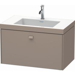 Тумба c раковиной Duravit Brioso, 100х48х50,2 см, подвесная, 1 выдвижной ящик, ДСП, цвет: базальт /Vero Air, мебельная, прямоугольная, цвет белый, фарфоровая, без отверстия под смеситель, без перелива