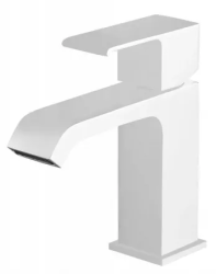 Смеситель для раковины Cezares Porta, однорычажный, низкий, длина излива 103 мм, неповоротный, керамический, латунь, цвет белый матовый, с донным клапаном