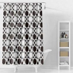 Шторка Splenka S381.1803 для ванной комнаты, полиэстер, 180x180 см, цвет черный/белый (узор), с водоотталкивающим и антибактериальным покрытием