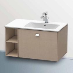 Тумба под раковину Duravit Brioso, 82х47,9х44,2 см, подвесная, 1 выдвижной ящик, с открытой полкой справа, ДСП, цвет: лен/хром, шкафчик навесной, механизм доводчика, прямоугольная, правая, в ванную комнату