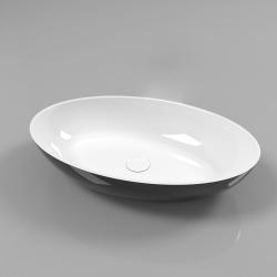 Раковина Whitecross Citrine 60х40 см, накладная, из искусственного камня, овальная, цвет черный/белый глянцевый, без отверстия под смеситель, без перелива, умывальник