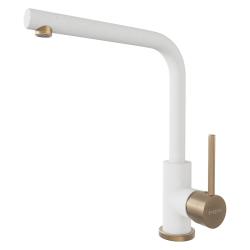 Смеситель для кухни/мойки TopZero, цвет Ice, L образный, однорычажный, с высоким/низким изливом, высота излива 275 см, из латуни/гранита