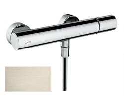 Смеситель для душа Axor Uno, однорычажный, с рукояткой zero, керамический, настенный, внешнего/наружнего монтажа, без излива, без шланга/лейки, латунь, цвет шлифованный никель, на 2 отверстия, для душа/ванной