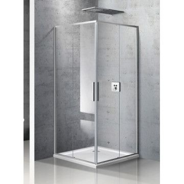 Душевое ограждение Vincea Slim  90х90х195 см, прозрачное стекло, профиль хром, левое/правое, квадратное/угловое, две двери раздвижные