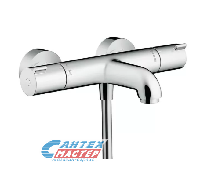 Смеситель для ванны/душа Hansgrohe Ecostat 1001 CL термостатный, керамический, настенный, излив 182 мм, латунь, цвет хром, длинный, универсальный, горизонтальный, рычажный, кран, комплект, сантехника, размер, характеристики, высота, расстояние 