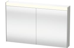 Зеркальный шкаф Duravit Brioso, 122х76х14,8 см, подвесной, цвет: бетонно-серый, зеркало с подсветкой LED/ЛЭД, выключатель/розетка, с 2 распашными дверцами/двухстворчатый, 4 стеклянные полки, прямоугольный