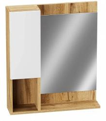 Зеркальный шкаф GRADEONIKA "Феникс 600", 60х15х70 см, без подсветки, подвесной, цвет белый/дуб вотан, зеркало, 1 распашная дверца/открытые полки, прямоугольный, правый/левый, правосторонний/левосторонний, универсальный