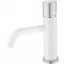 Смеситель для раковины/умывальника Boheme Stick, однорычажный, неповоротный, керамический, длина излива 135 мм, латунь, цвет белый/хром