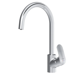 Смеситель для кухни/мойки Am.Pm Like однорычажный, поворотный, с каналом для питьевой воды, керамический, с высоким изливом, длина 204 мм, латунь, цвет хром