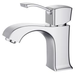 Смеситель для раковины D&K Rhein Bach однорычажный, низкий, фиксированный излив, длина излива 11 см, керамический, латунь, цвет хром, без донного клапана