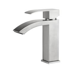 Смеситель для раковины/умывальника Accoona, однорычажный, неповоротный, керамический, длина излива 123 мм, нержавеющая сталь, цвет нержавеющая сталь