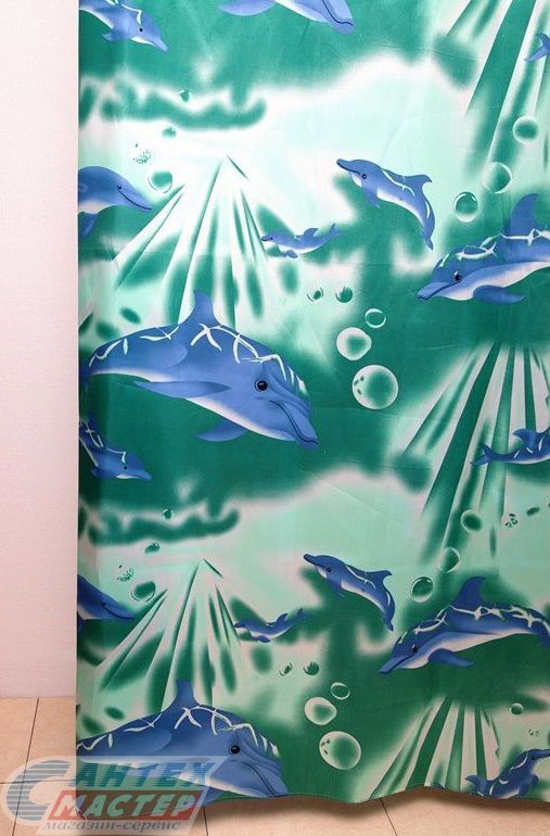 Шторка Delphinium для ванной комнаты WS-814 (S-13) 014 зеленая 