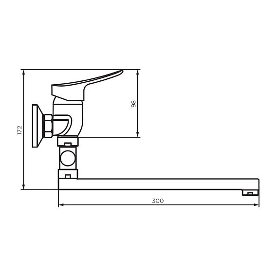 Смеситель для ванны/душа Dorff Norma однорычажный, керамический, настенный, излив поворотный 300 мм, с гибким шлангом/лейкой, латунь, хром
