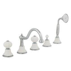 Смеситель для ванны/душа Migliore Olivia, на борт ванны, двухвентильный, поворотный, длина 190 мм, керамический, латунь, цвет хром/белый