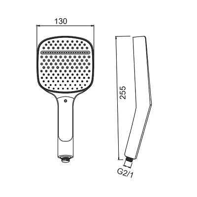 Лейка душевая Splenka S450.54, 130 мм, L 255 мм ручная, прямоугольная, 3 режима, цвет хром, ABS пластик, для душа/ванной