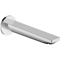 Излив на ванну Hansgrohe Rebris E, без переключателя на душ, настенный, неповоротный, латунь, цвет: хром, прямоугольный, длина излива 20 см, встраиваемый/встроенный, для смесителя/ванны/ванной/душевой