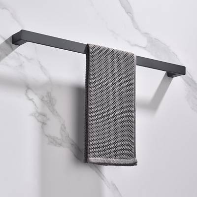 Полотенцедержатель Raglo R301.01.06, одинарный, 600 мм настенный, неповоротный, нержавеющая сталь, для полотенец в ванную/туалет/душевую кабину, цвет черный