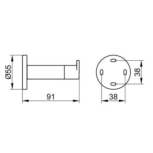 Крючок одинарный Keuco Plan настенный, с упором для двери, латунь/пластик, форма округлая, для полотенец/халатов в ванную/туалет/душевую кабину, цвет черный/черный матовый