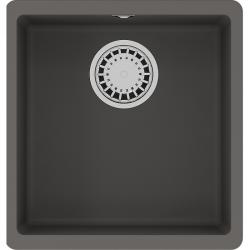 Мойка кухонная Lemark SINARA 400-U, 42х40х21,7 см, врезная, кварцгранит, прямоугольная, цвет серый шелк, без отверстия под смеситель, без крыла, слив-перелив, врезная под столещницу, для кухни