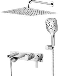 Смеситель для ванны Lemark Atlantiss, однорычажный, встраиваемый, скрытый монтаж, керамический, с изливом/душевым шлангом/лейкой/верхним душем, латунь, цвет хром