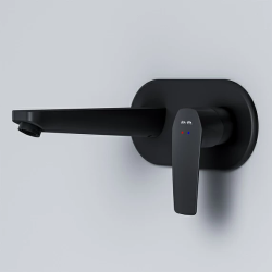 Смеситель для раковины Am.Pm Gem встраиваемый, однорычажный, излив средний, длина 187 мм, керамический, латунь, цвет черный, однозахватный